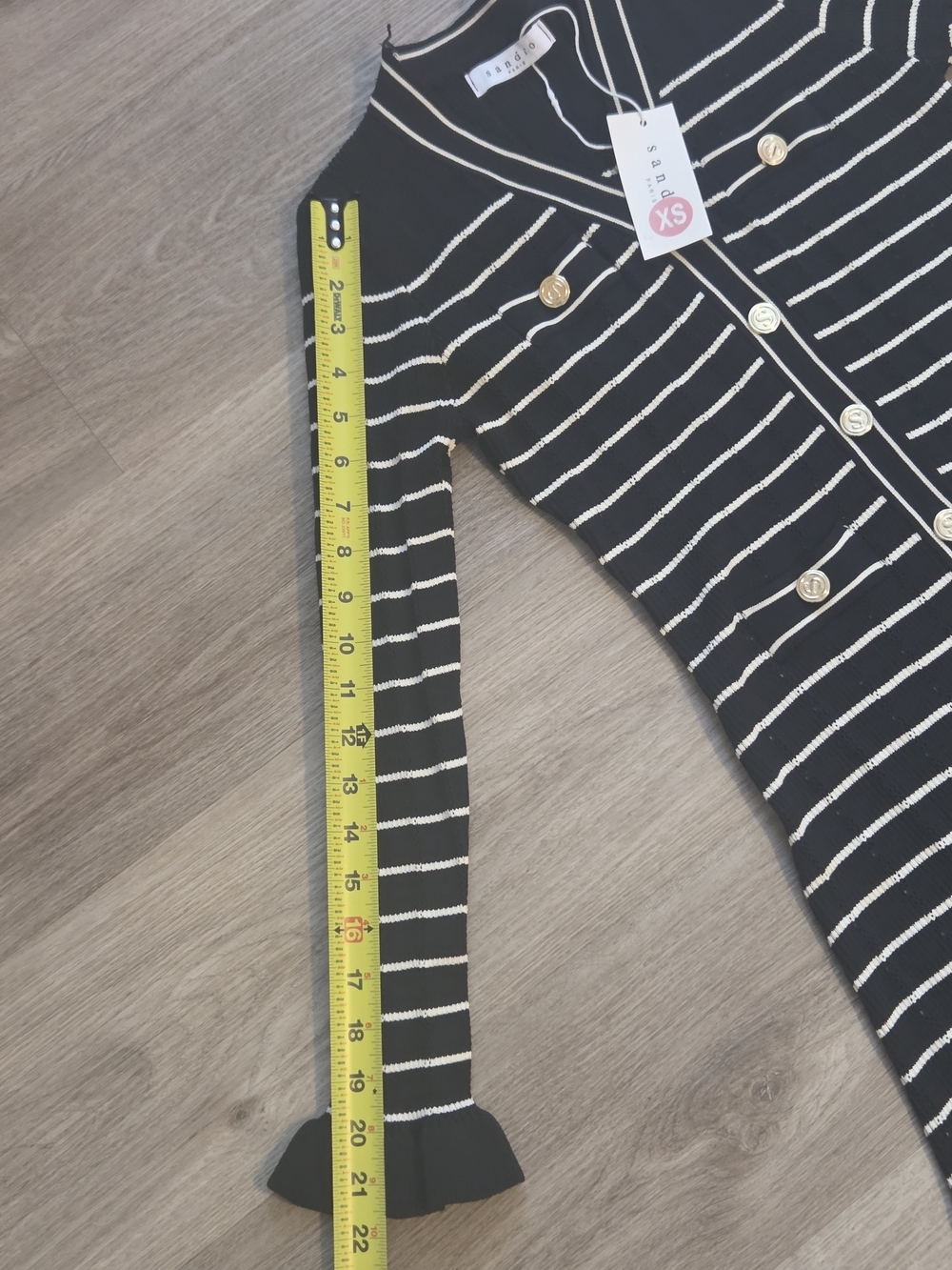 Sandro Elegant Black & White Striped Maxi Knit Dress with Button Front - Picture 7 of 9